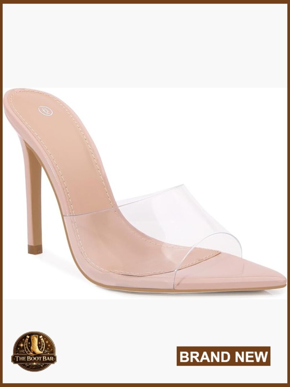 Clear Pointed Toe Stiletto Heels Mules 4 Inch